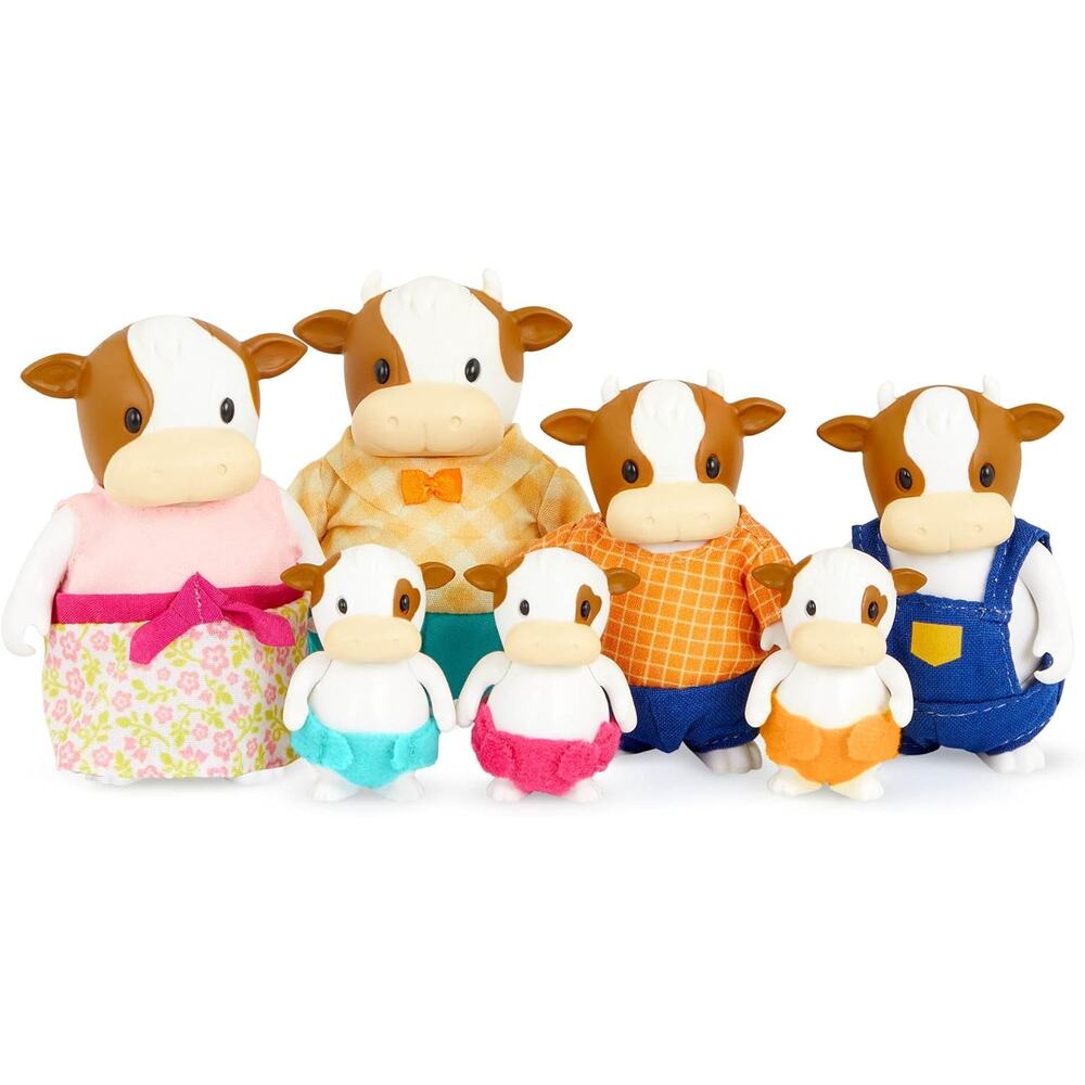 Li'l Woodzeez The FitzMoo Cow Family Set of 7 Posable Cow Figures NWT